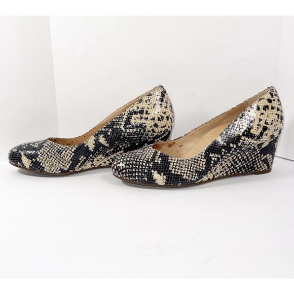 Vionic Antonia Pump Wedge Heel Slip On Shoes Snake Comfort Arch Support Office 8 - Picture 6 of 16